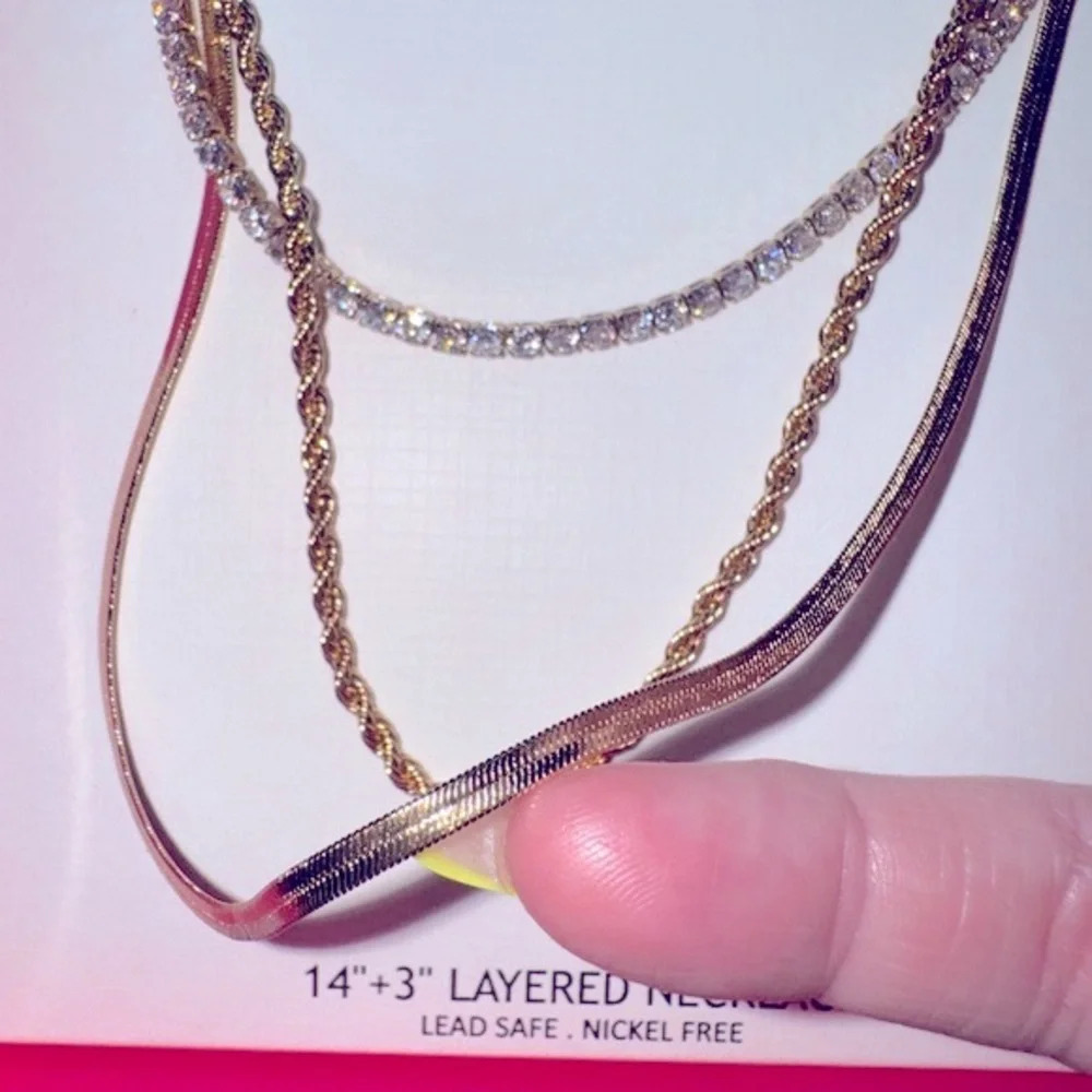 - HOUSE OF HARLOW 1960 GOLD TONE 3 IN 1 LAYERING NECKLACE 18” - Picture 6 of 16